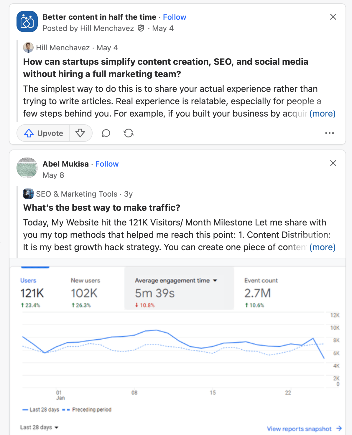 Quora feed used to spot recurring content and SEO questions