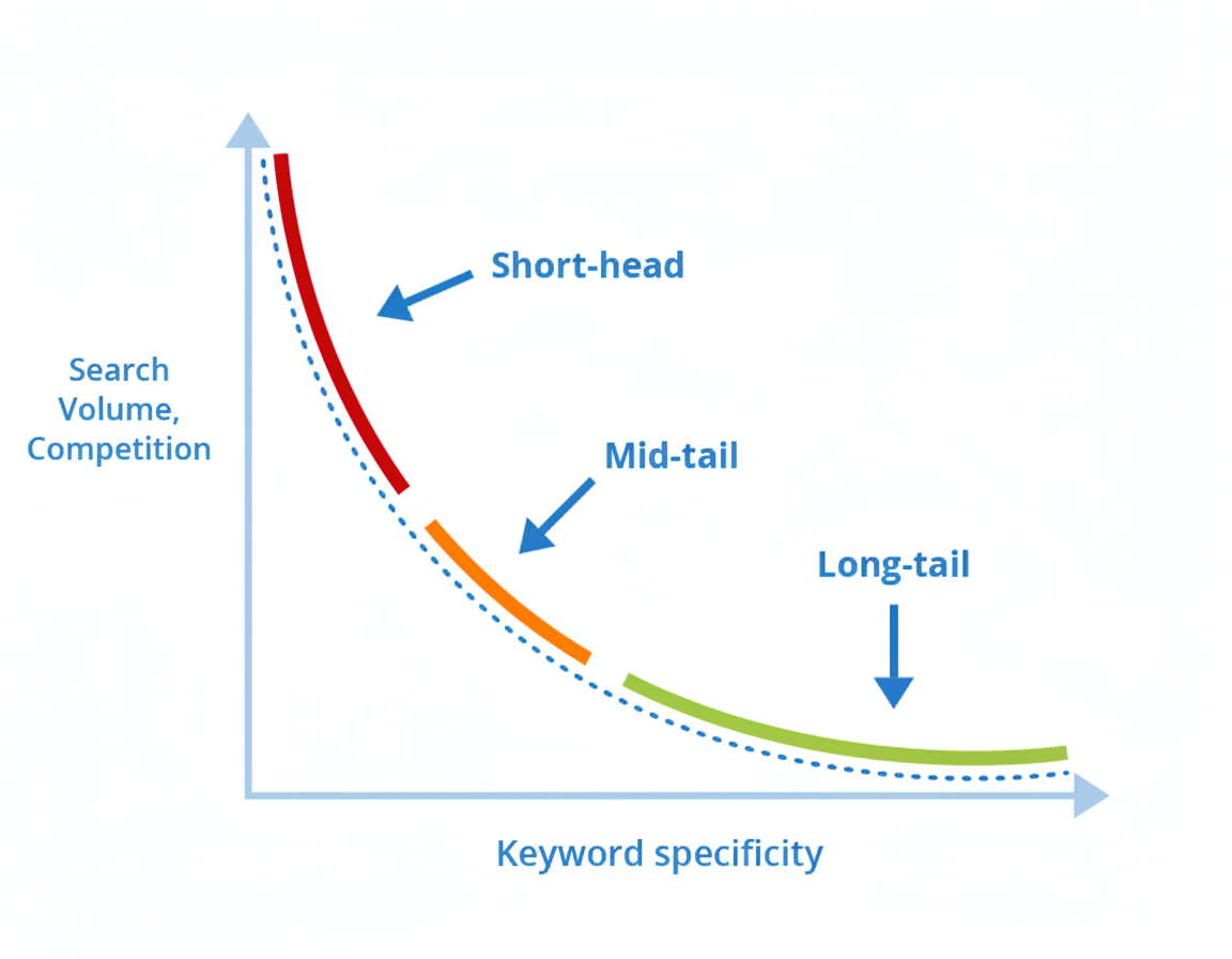 Longtail keyword search volume distribution graph